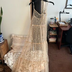 Sheer Gold Star Maxi Dress